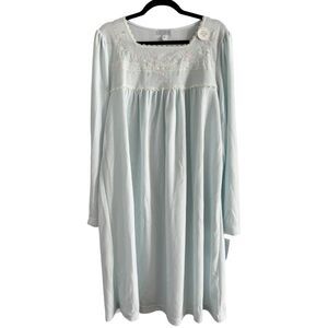 NWT Heavenly Bodies Light Blue Cottagecore Long Sleeve Women’s Nightgown Size 1X
